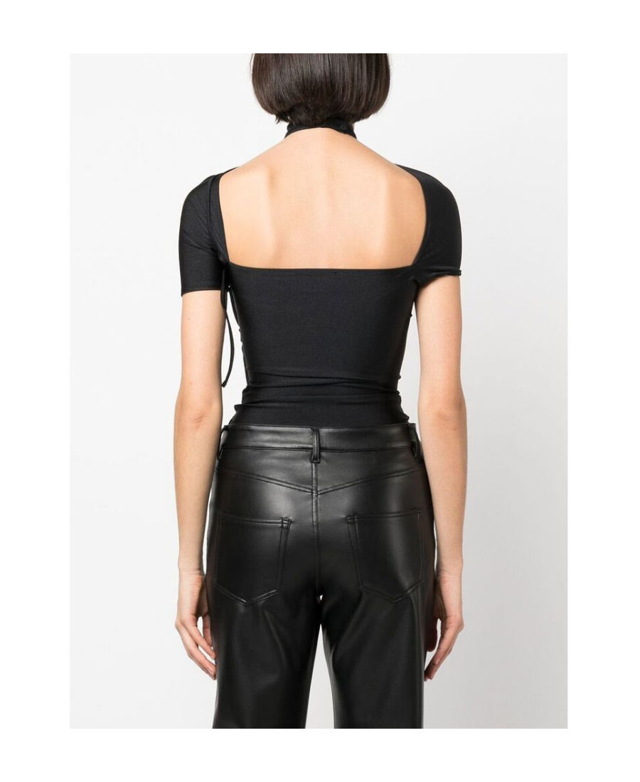 Coperni Asymmetric Draped Jersey Top In Black