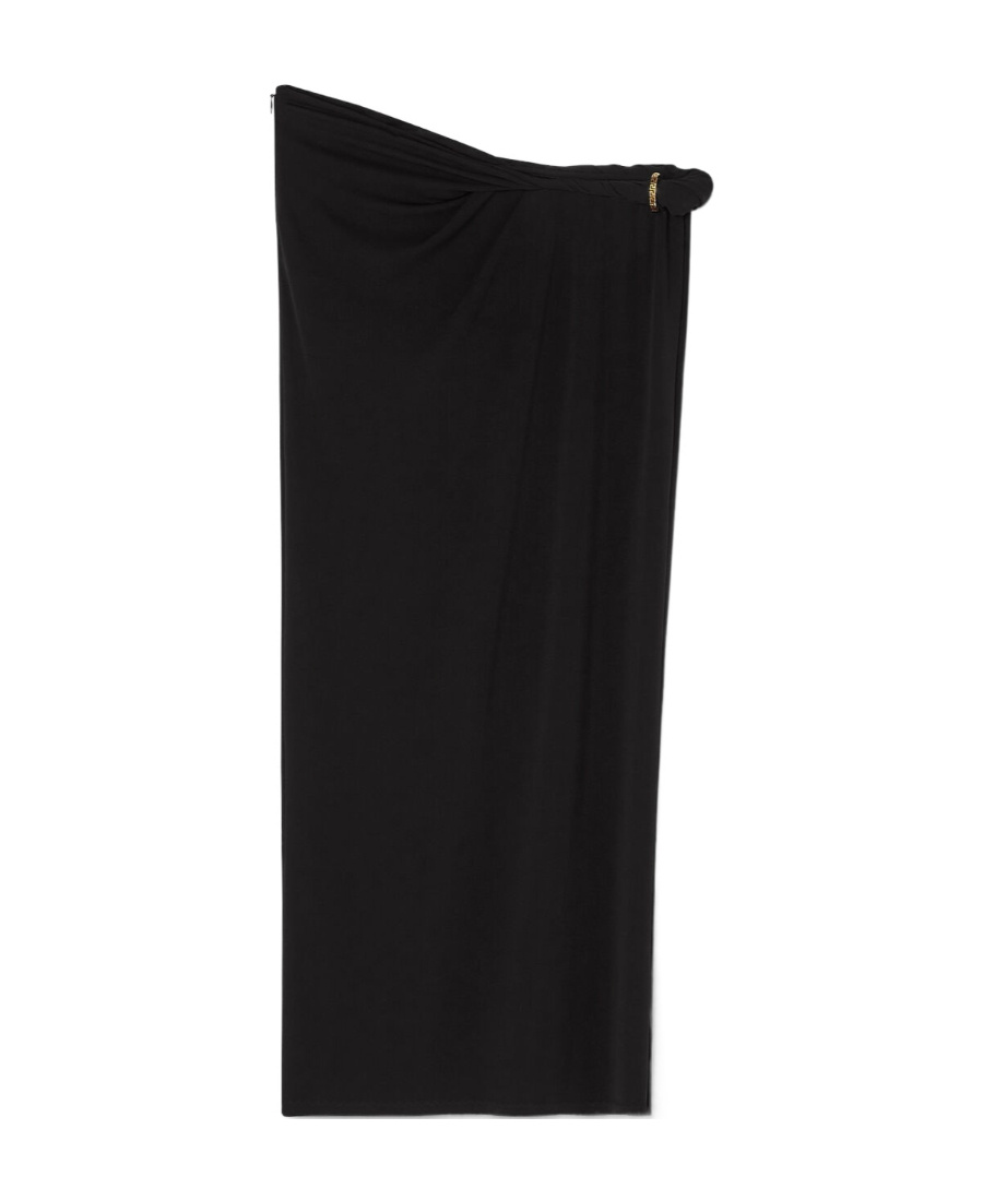 Versace La Greca Detail Fitted Skirt In Black