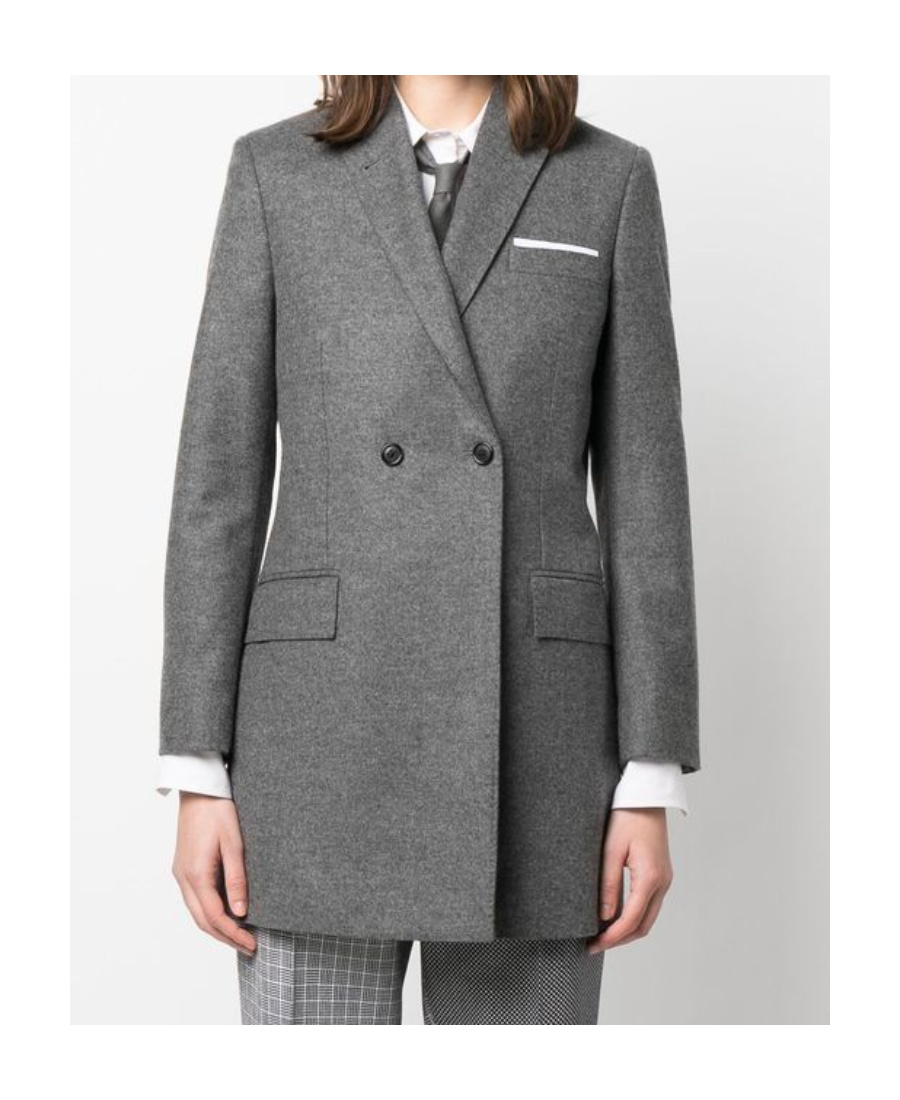 Thom Browne Wool Flannel Double Breasted Sportcoat In Gray