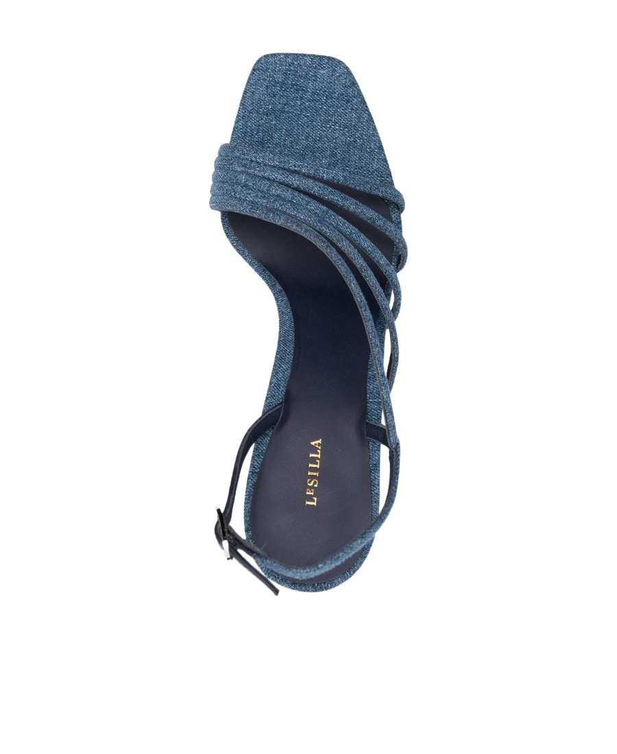Le Silla Denim Sandals With Thick Soles And High Heels In Blue