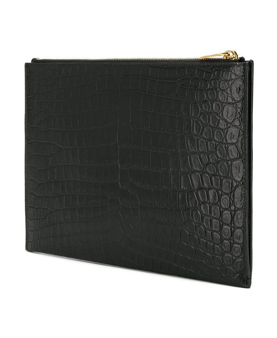 Saint Laurent Monogram Embossed Pouch In Black