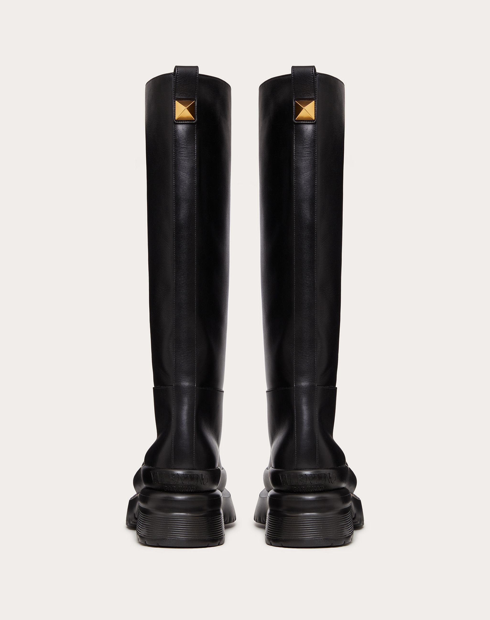 Valentino Roman Stud Knee-high Boots In Black