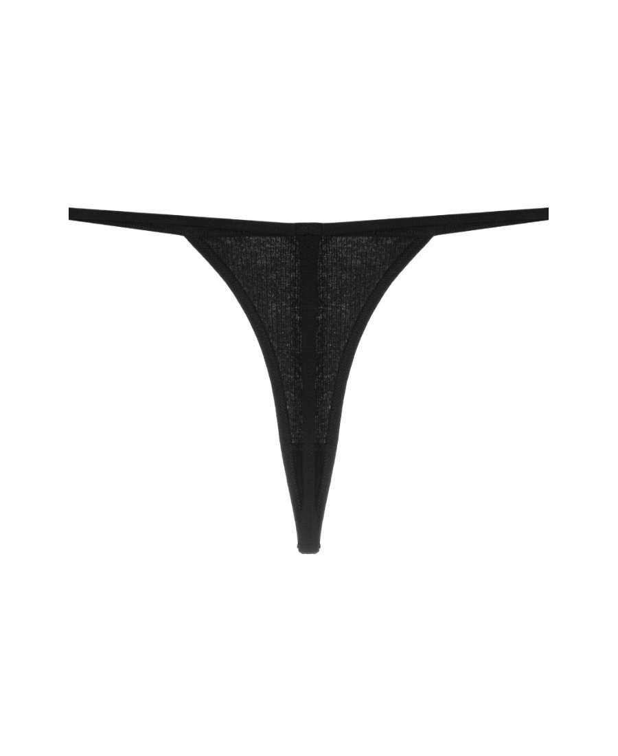 Baserange Ribbed Knit Thong In Black