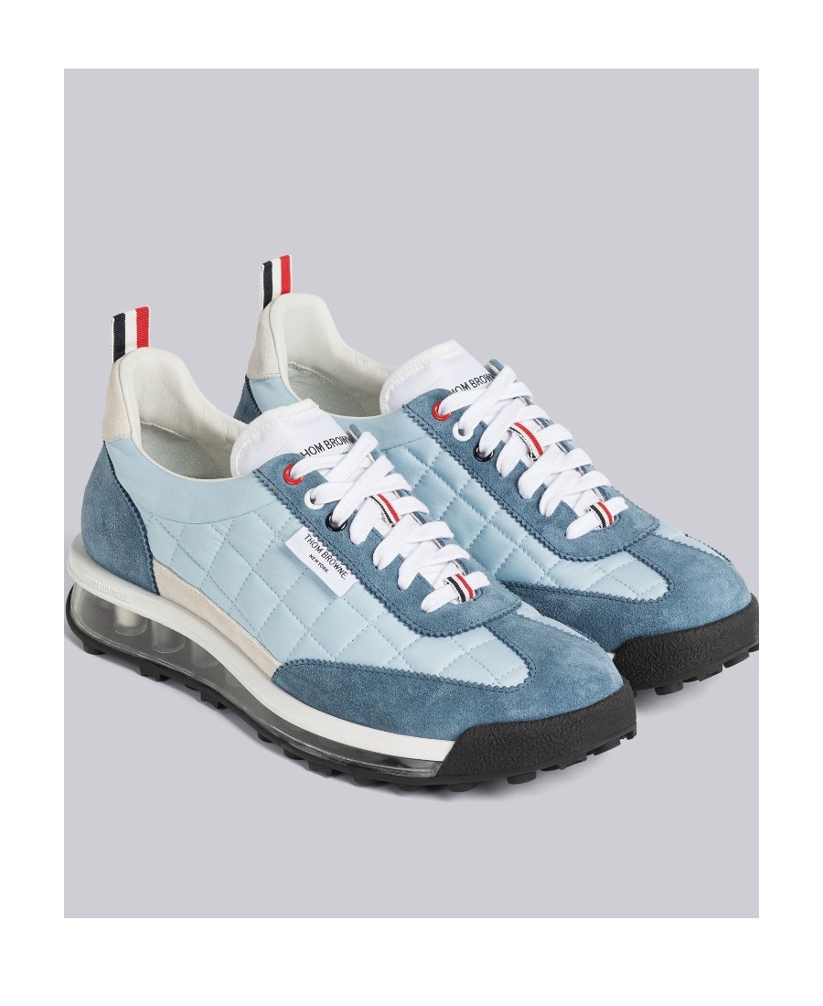 Thom Browne Quilted Lace-up Sneakers In Light Blue