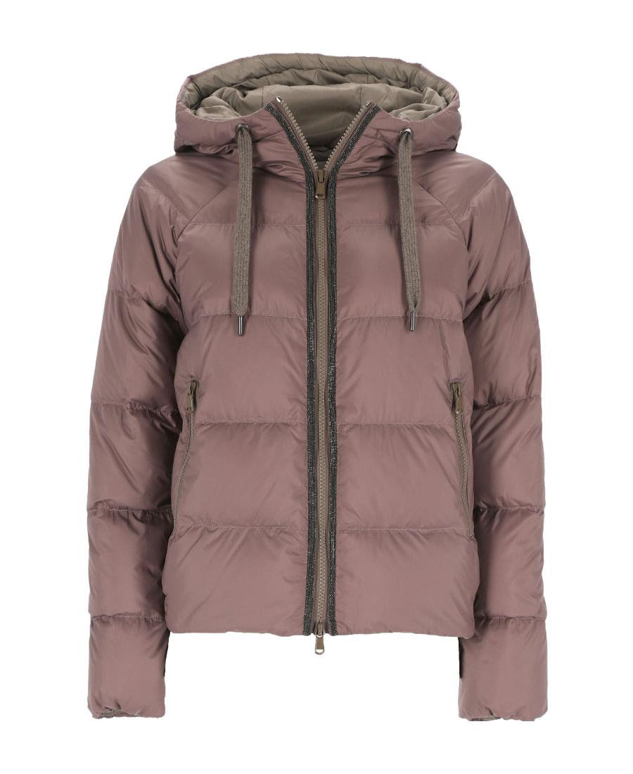 Brunello Cucinelli Drawstring Hooded Down Jacket In Purple