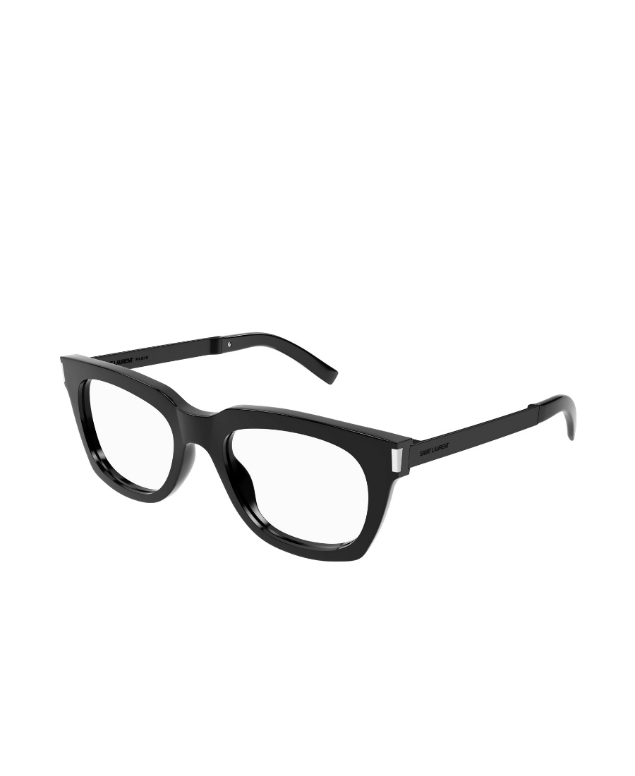 Saint Laurent Logo-debossed Rectangle-frame Glasses In Green