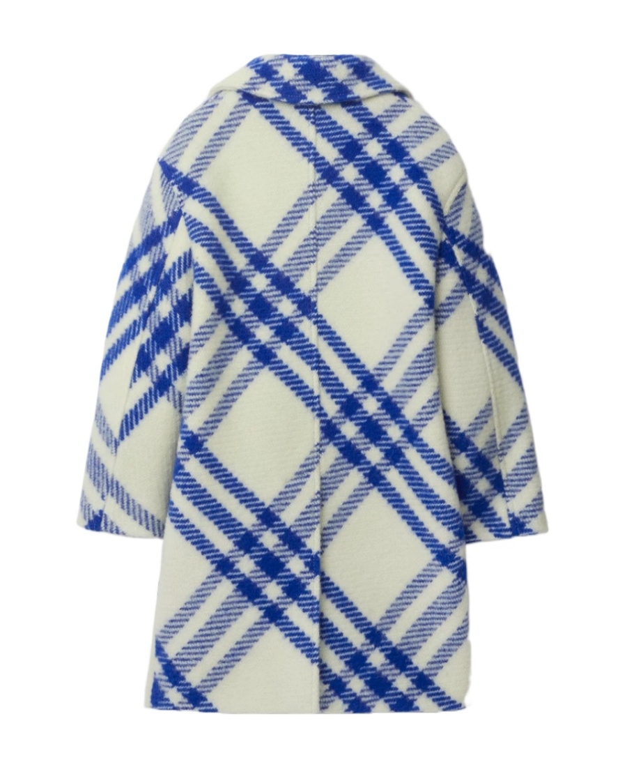 Burberry Checked Wool Coat In Blue