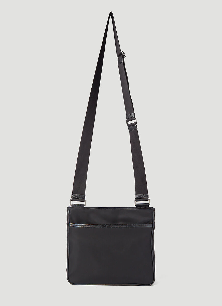 Prada Mens Black Re-nylon And Saffiano Leather Shoulder Bag In Black