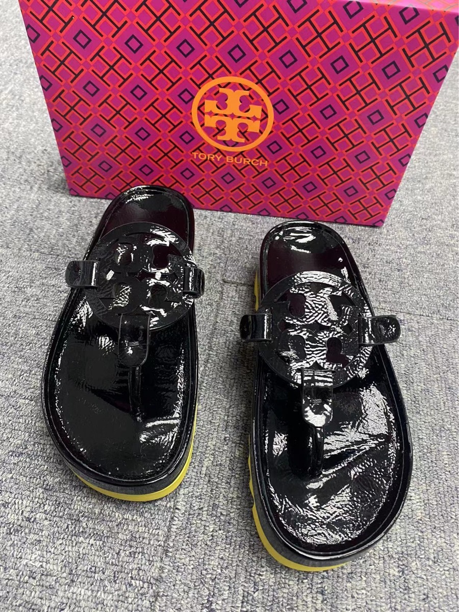 Tory Burch Cool Toe Drag With Logo Clip In Black