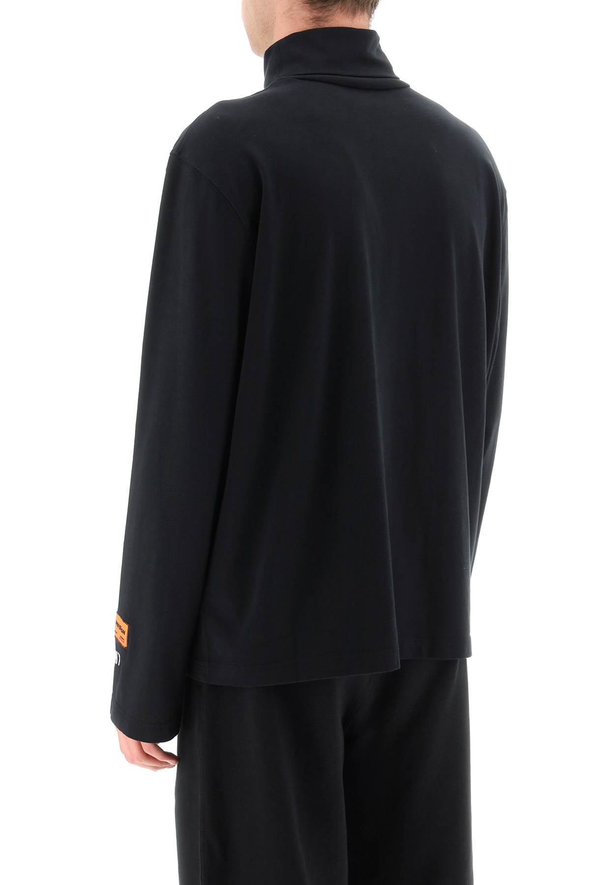 Heron Preston Black Turtleneck Pullover With Contrasting Logo Embroidery In Cotton Man In Black