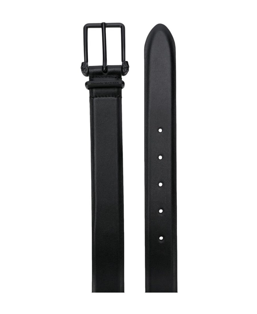 Alexander Mcqueen Logo Paint Print Belt In Black