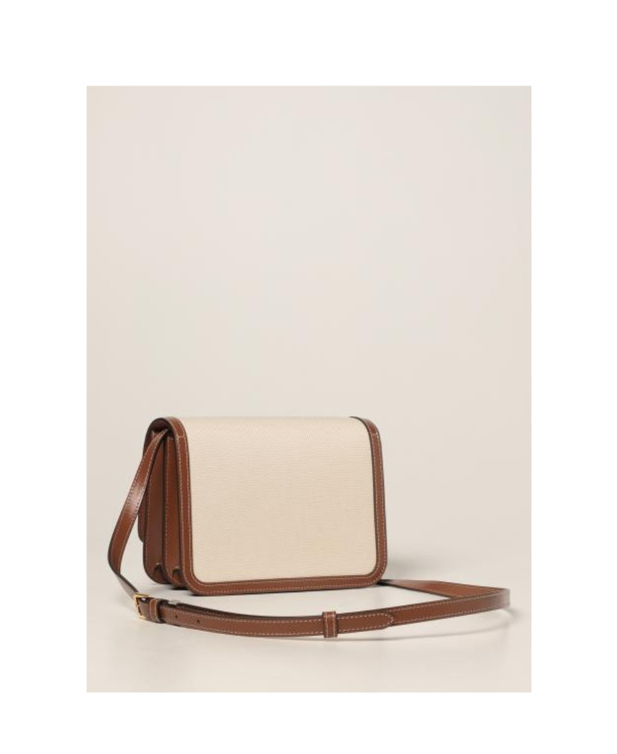 Burberry Small Two-tone Canvas And Leather Tb Bag In Nude