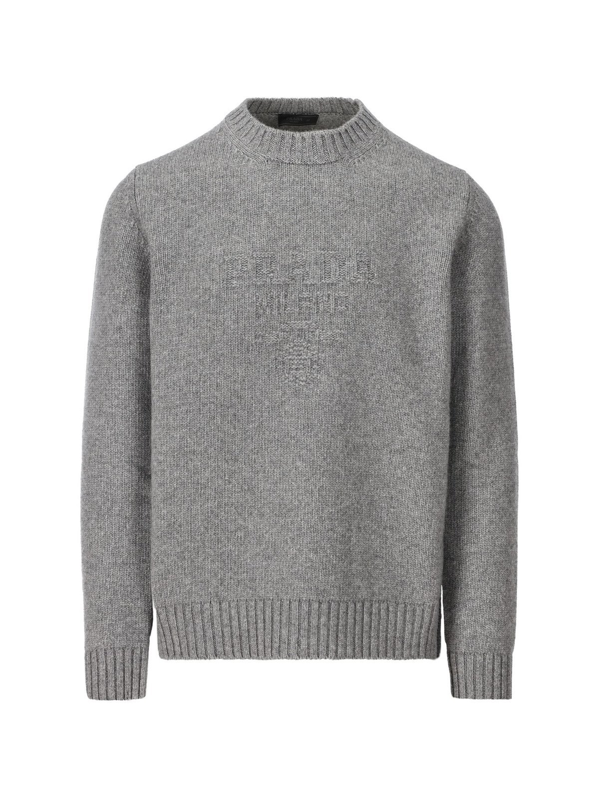 Prada Wool And Cashmere Crew-neck Sweater In Gray