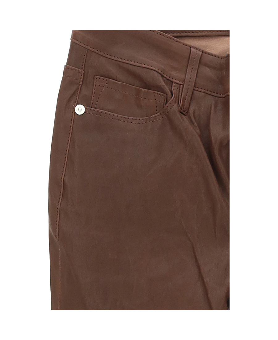 Frame Flared Leather Trousers In Brown