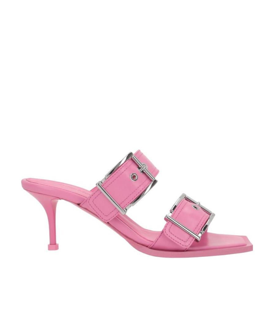 Alexander Mcqueen Boxcar Calfskin Dual-buckle Sandals In Pink