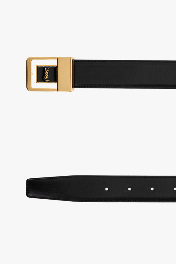 Saint Laurent Classic Black Leather Belt With Female Buckle In Black