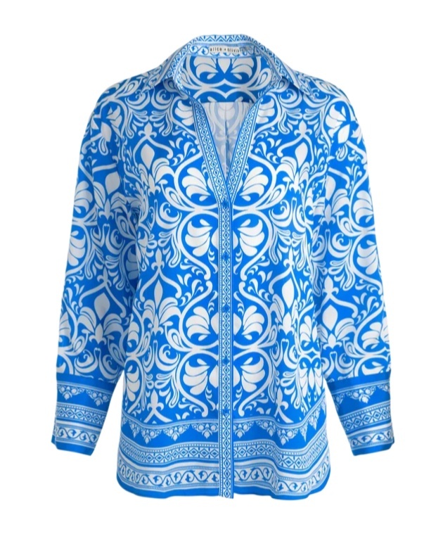 Alice And Olivia Kiva Oversized Pajama Shirt In Blue