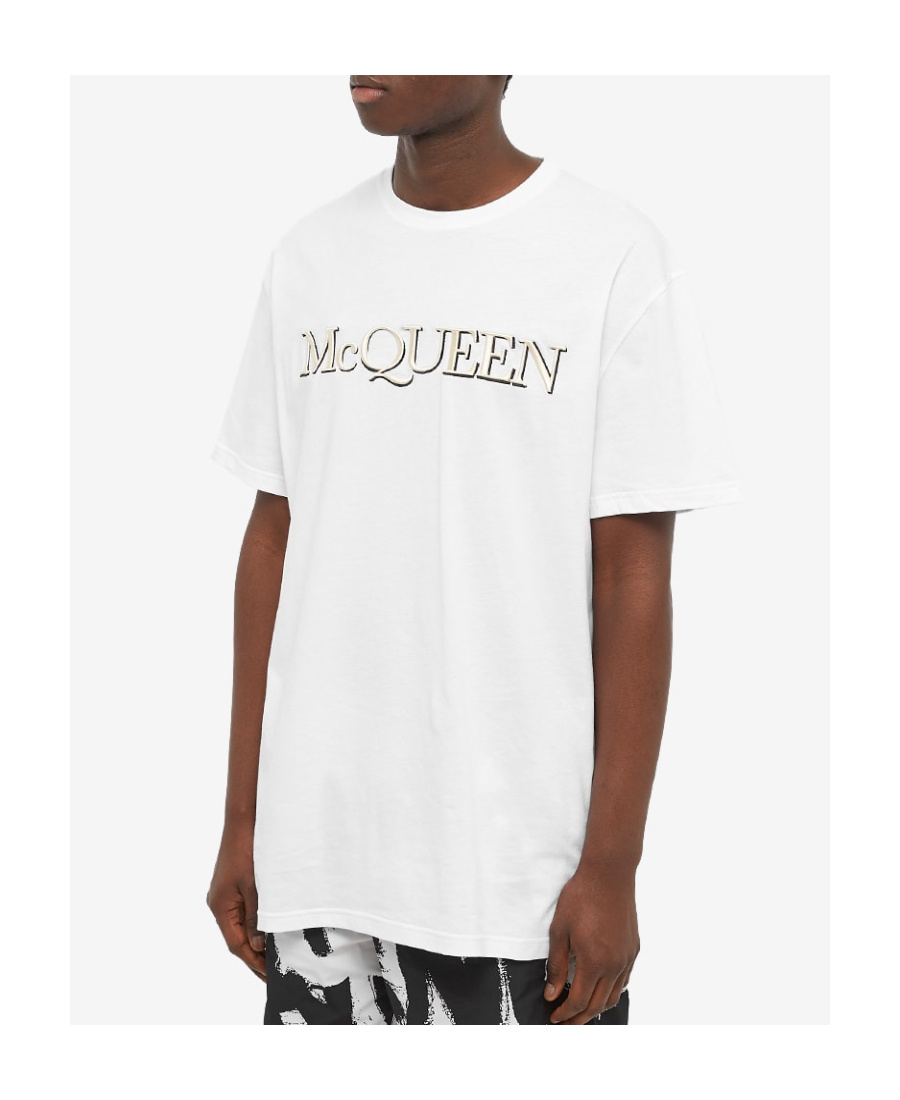 Alexander Mcqueen White Embroidered Logo T-shirt In White
