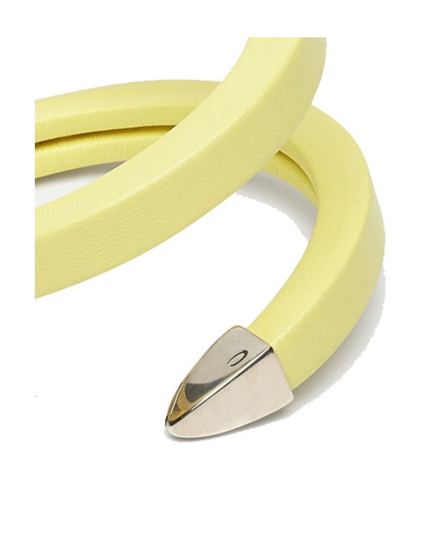 Bottega Veneta Leather Cuff Bracelet In Yellow
