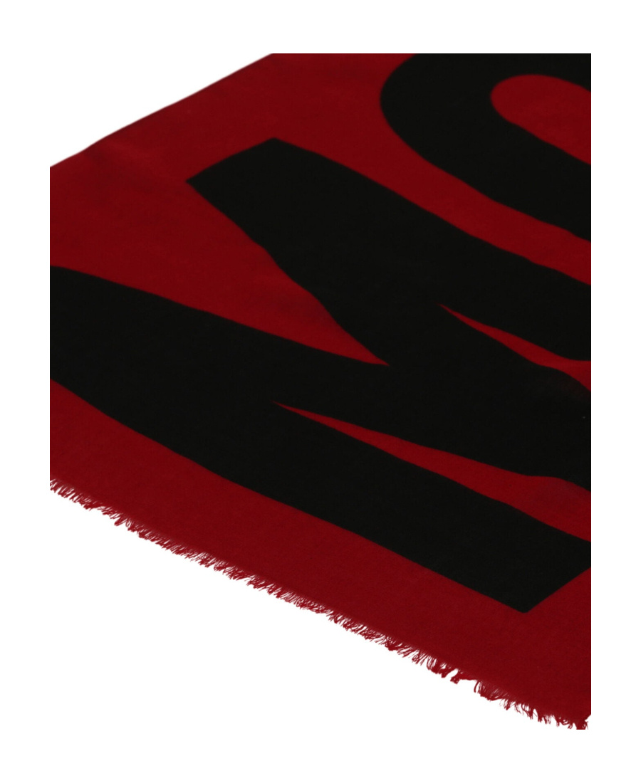 Moschino Logo Wool Scarf In Red