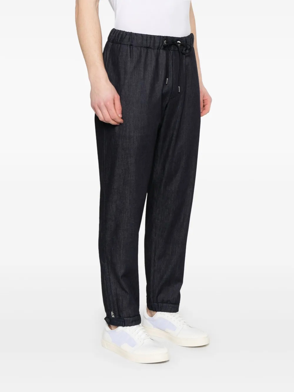 Moncler Logo-patch Tapered Trousers In Black