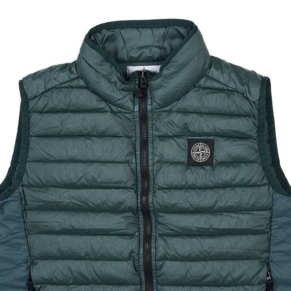 Stone Island High-necked Sleeveless Down Jacket In Green