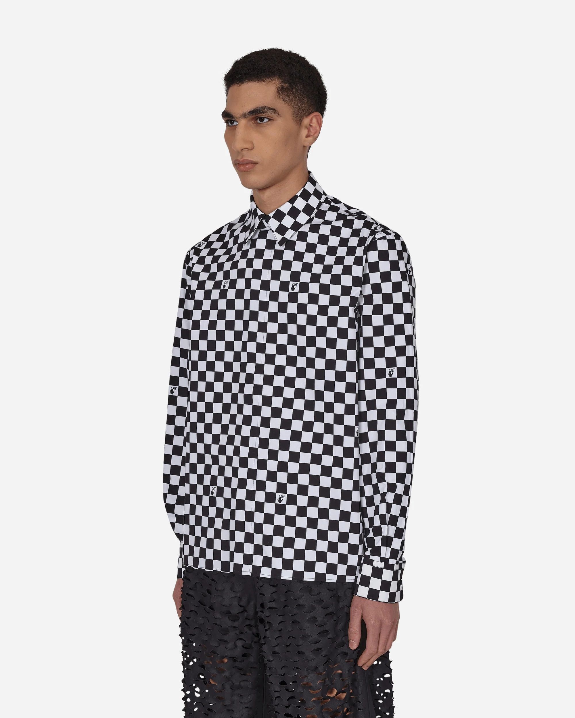 Off-white Checkerboard Print Shirt In Black