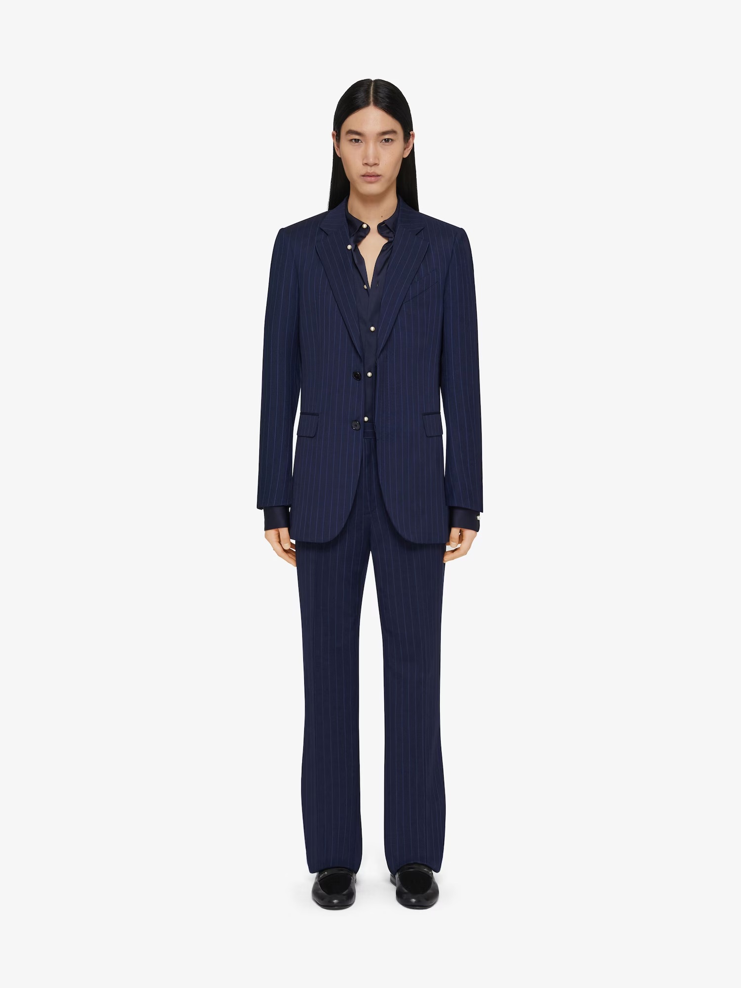 Givenchy Slim Fit Striped Jacket In Wool In Blue