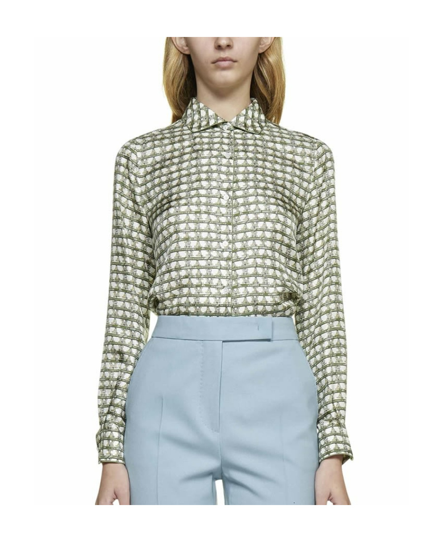 Max Mara Graphic Printed Long-sleeved Shirt In White