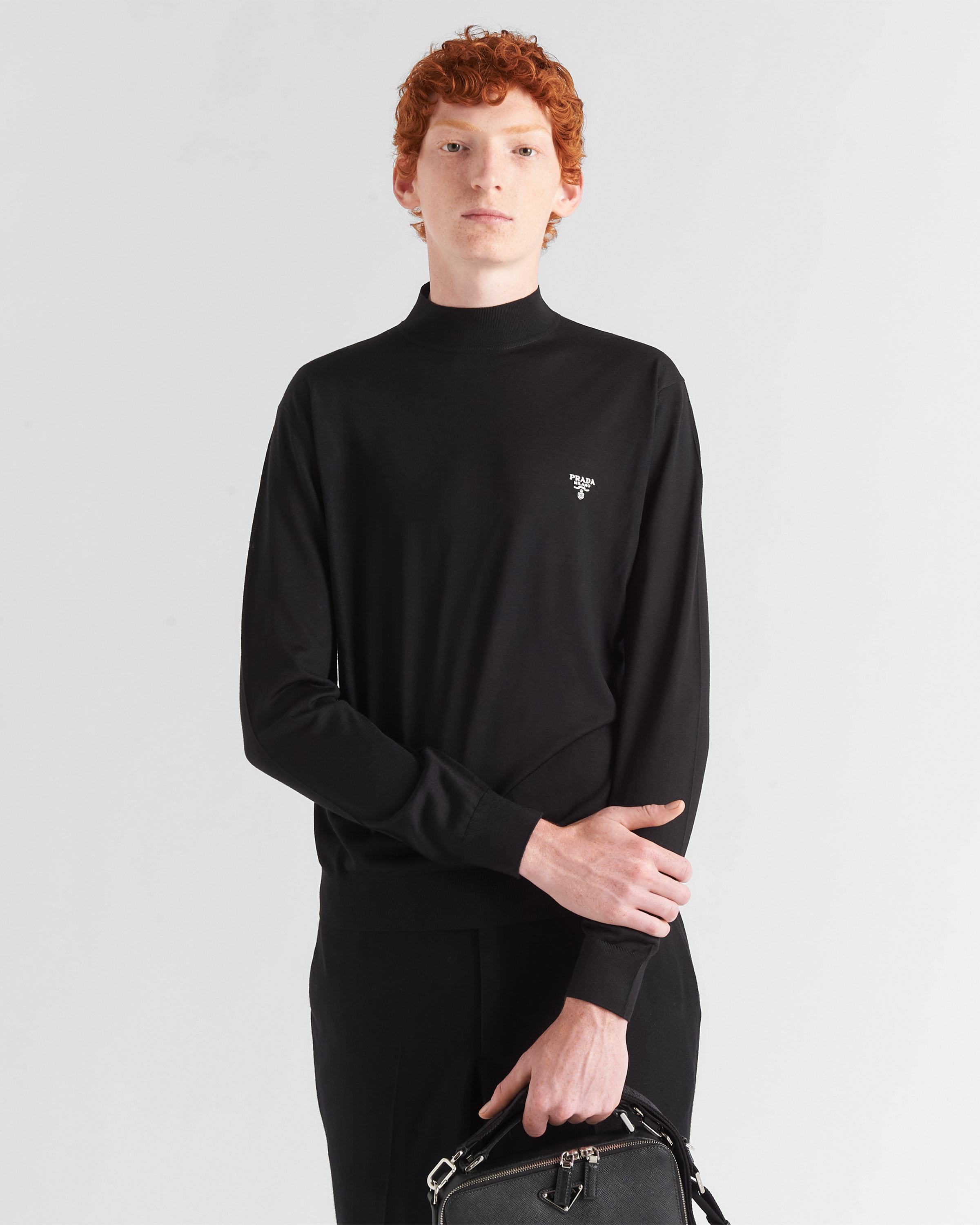 Prada Wool Turtleneck Sweater In Black