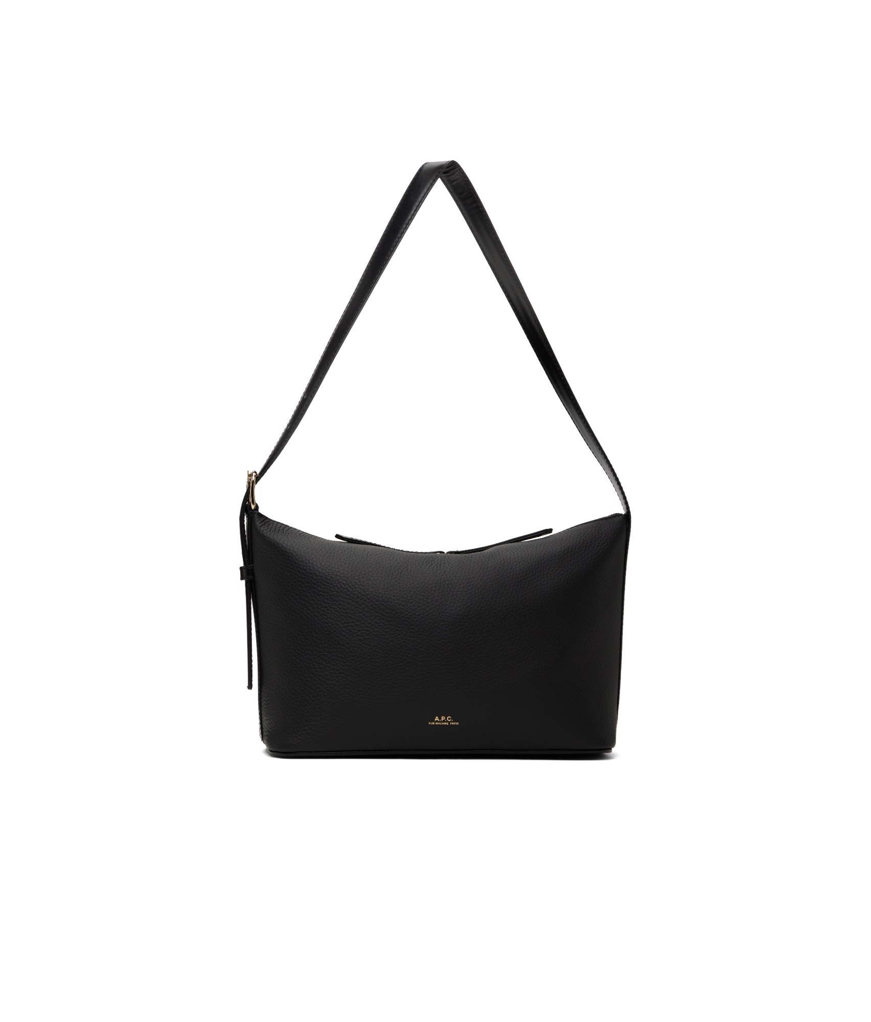Apc A.p.c. Calfskin Shoulder Bag With Top Handle In Black