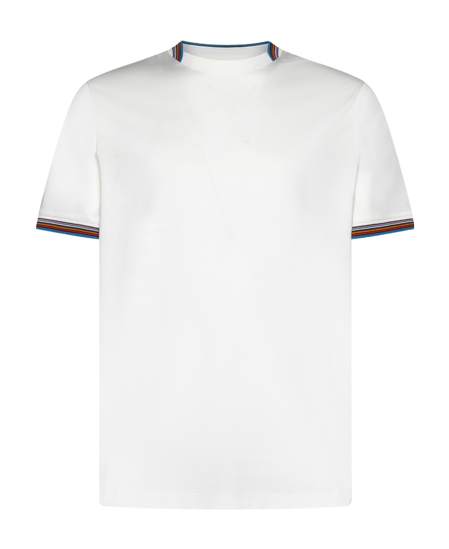 Paul Smith Signature Stripe Trim T-shirt In White