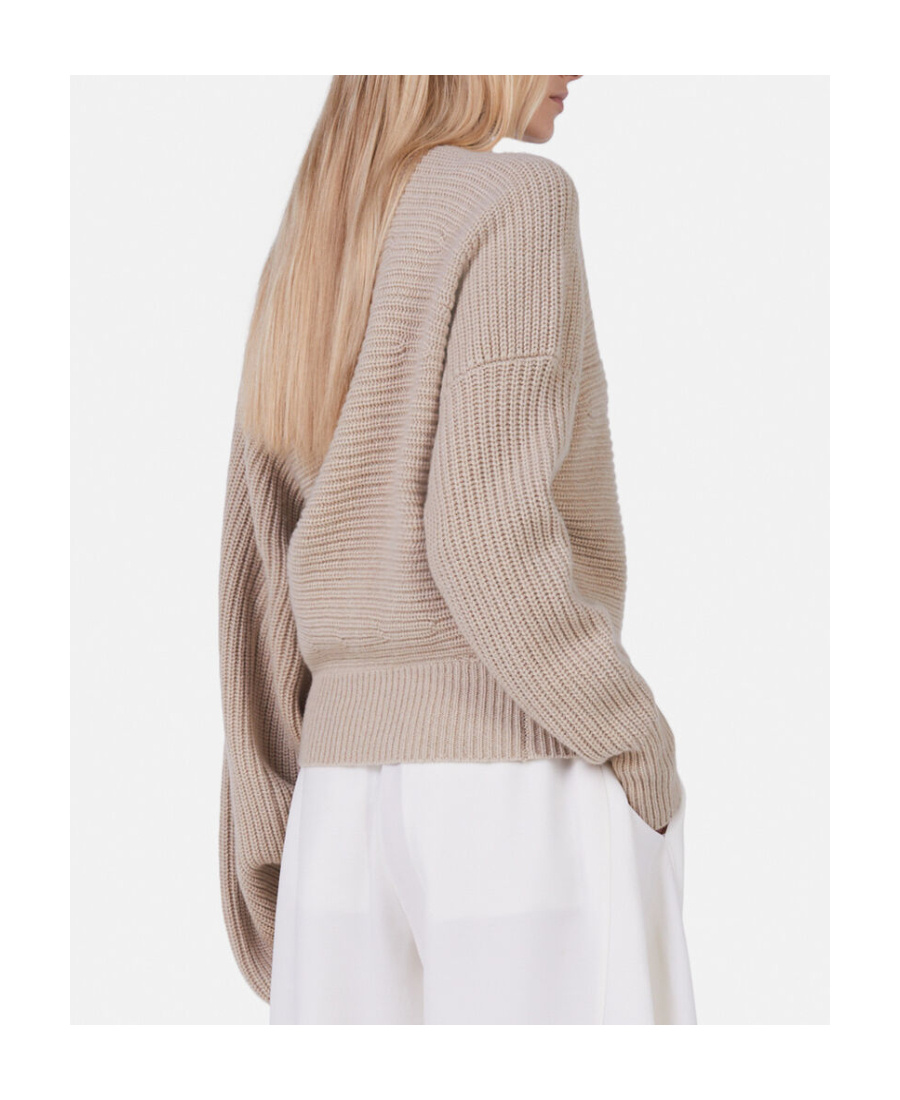 Stella Mccartney Textured Knit Oversized Turtleneck Shirt In Nude