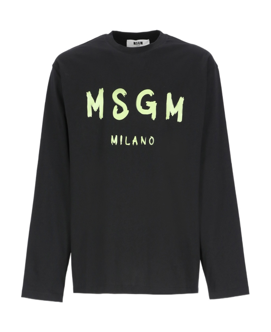 Msgm Front Logo T-shirt In Black