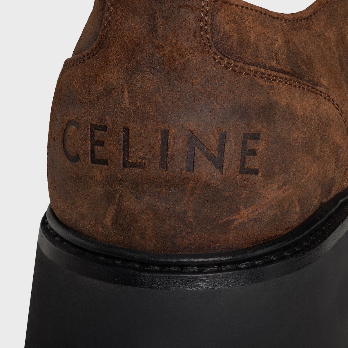 Celine Triomphe Derbies In Waxed Suede Calfskin In Brown