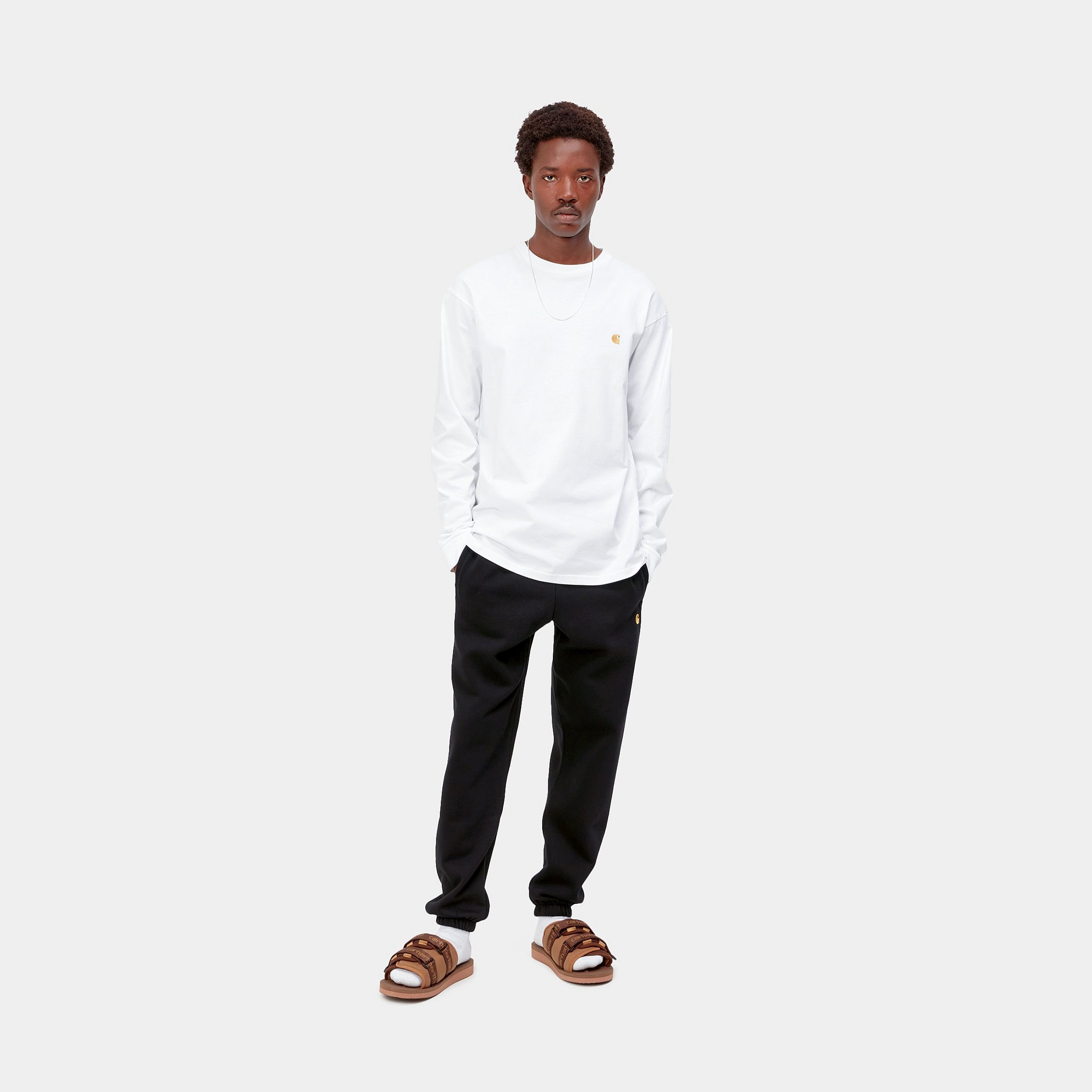 Carhartt Cotton Hoodie In Black With Embroidered Front Logo In Black