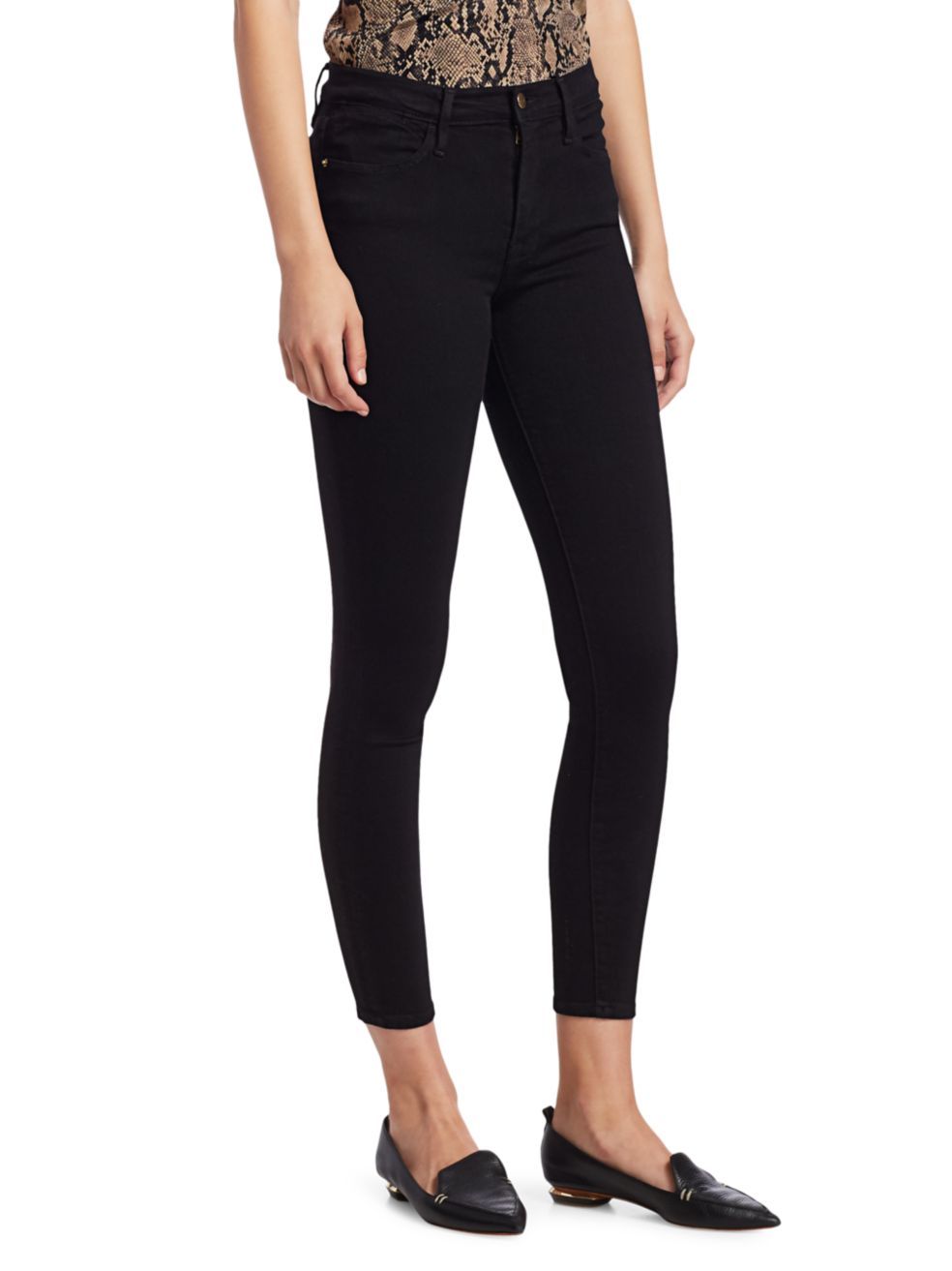 Frame Le High Skinny Jeans Billups Chewed In Black