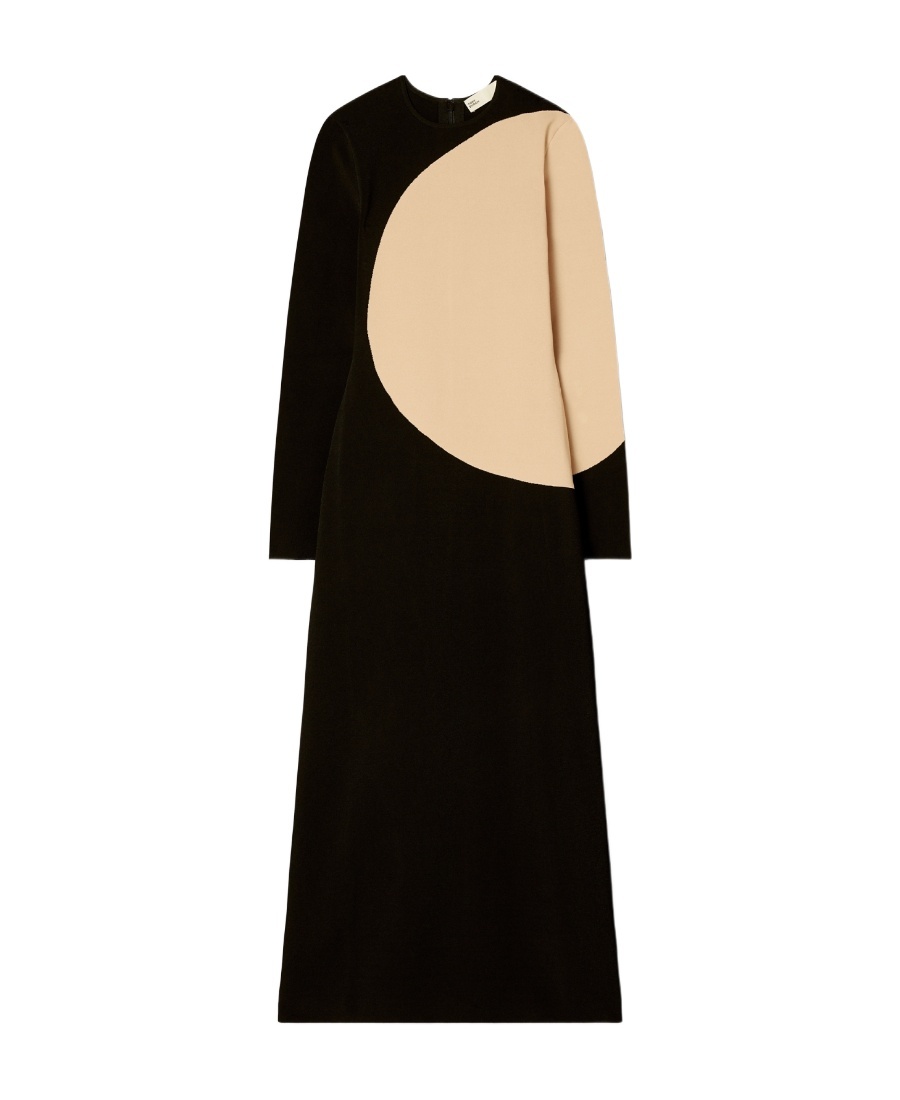 Tory Burch Colour-block Midi Dress In Black