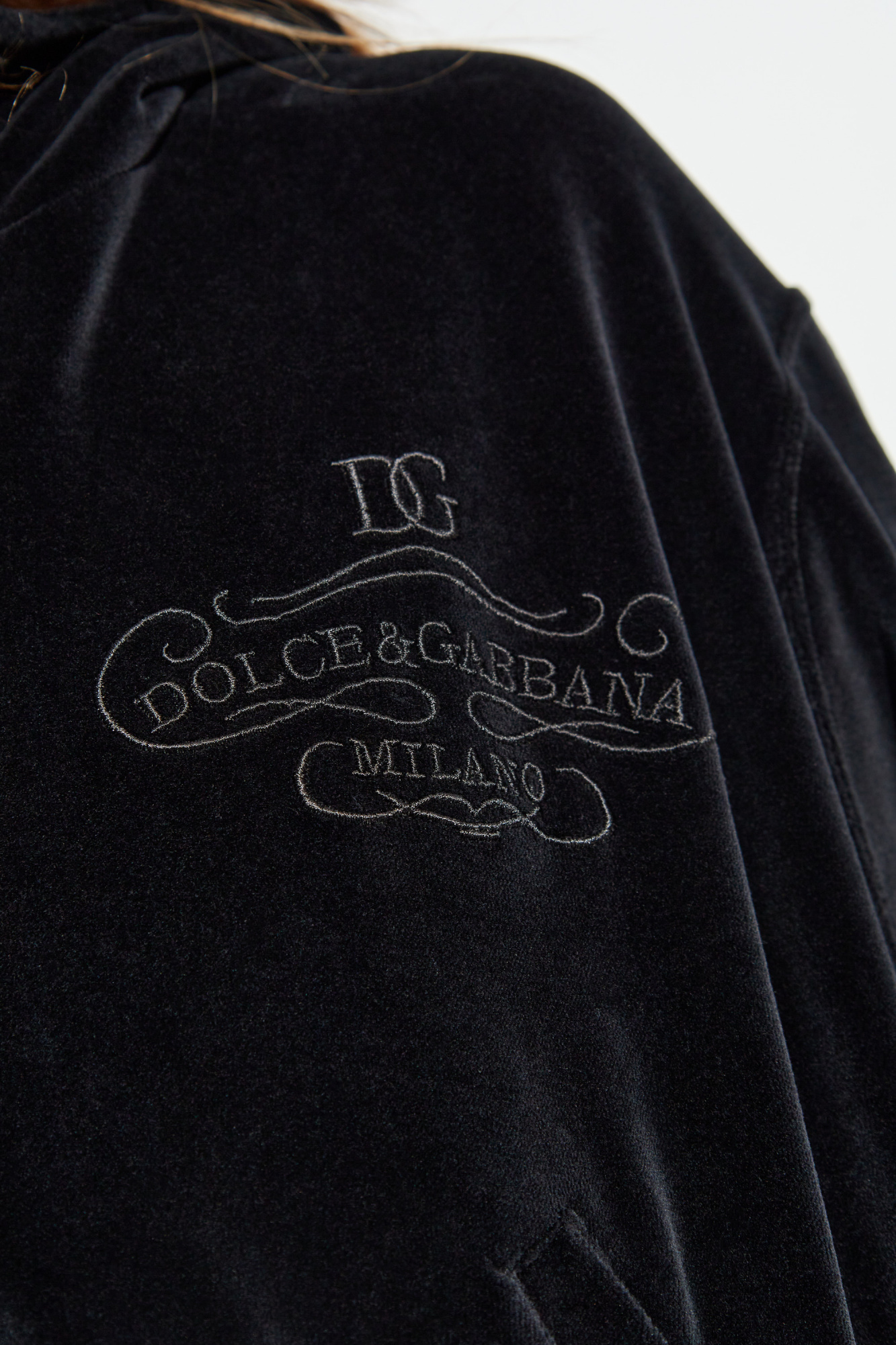 Dolce & Gabbana Logo Embroidery Chenille Hoodie In Black