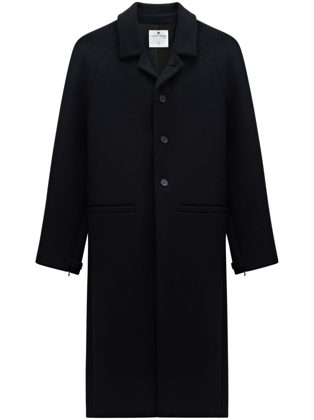 Courrèges Zipped-sleeves Single-breasted Coat In Black