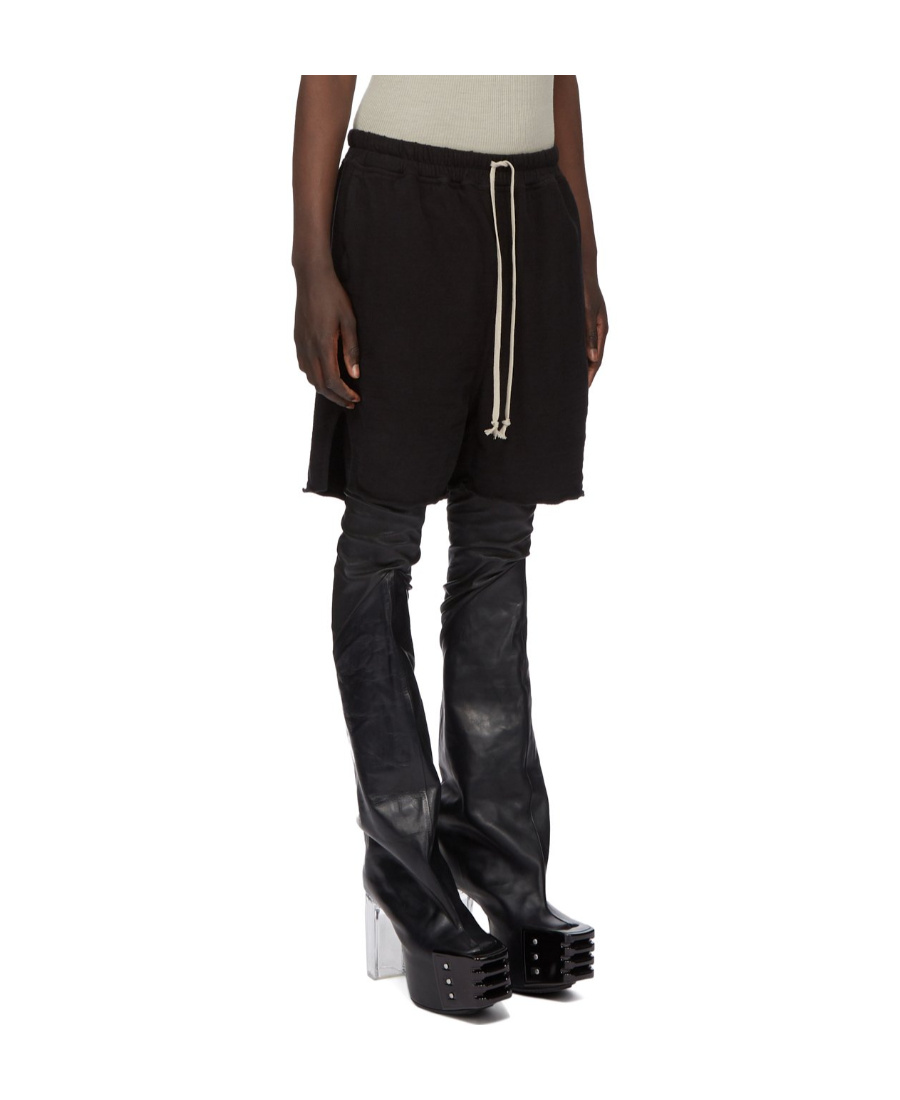 Rick Owens Bermuda Shorts With Back Pockets And Elastic Waistband In Black