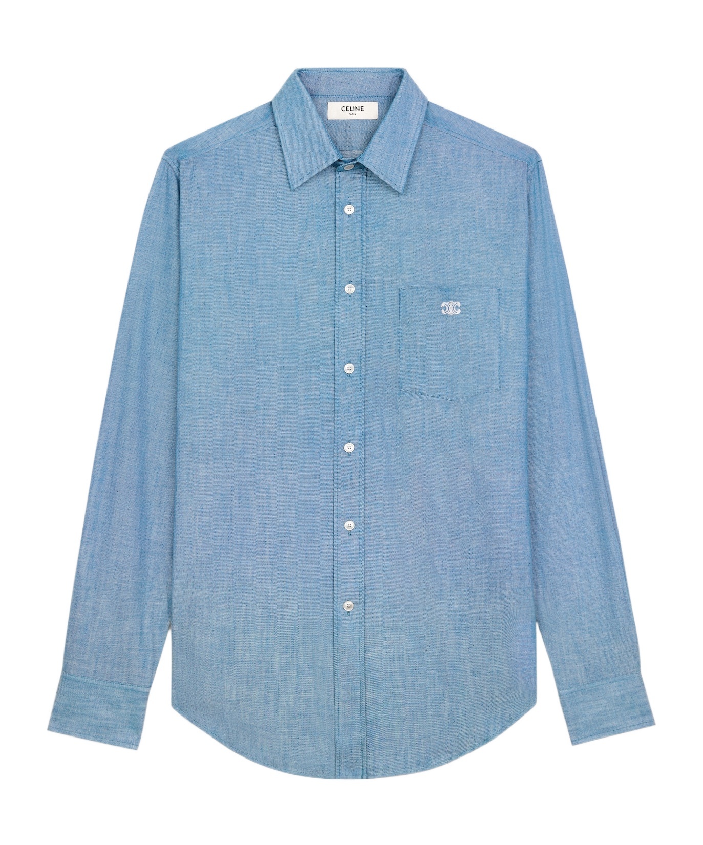 Celine Lapel Long Sleeve Shirt In Blue