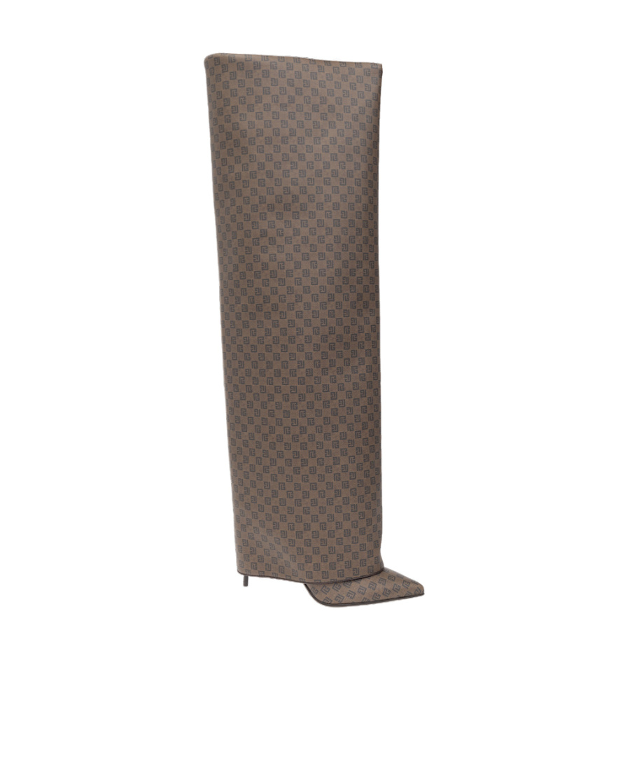 Balmain Ariel Monogram Folded Boots In Green
