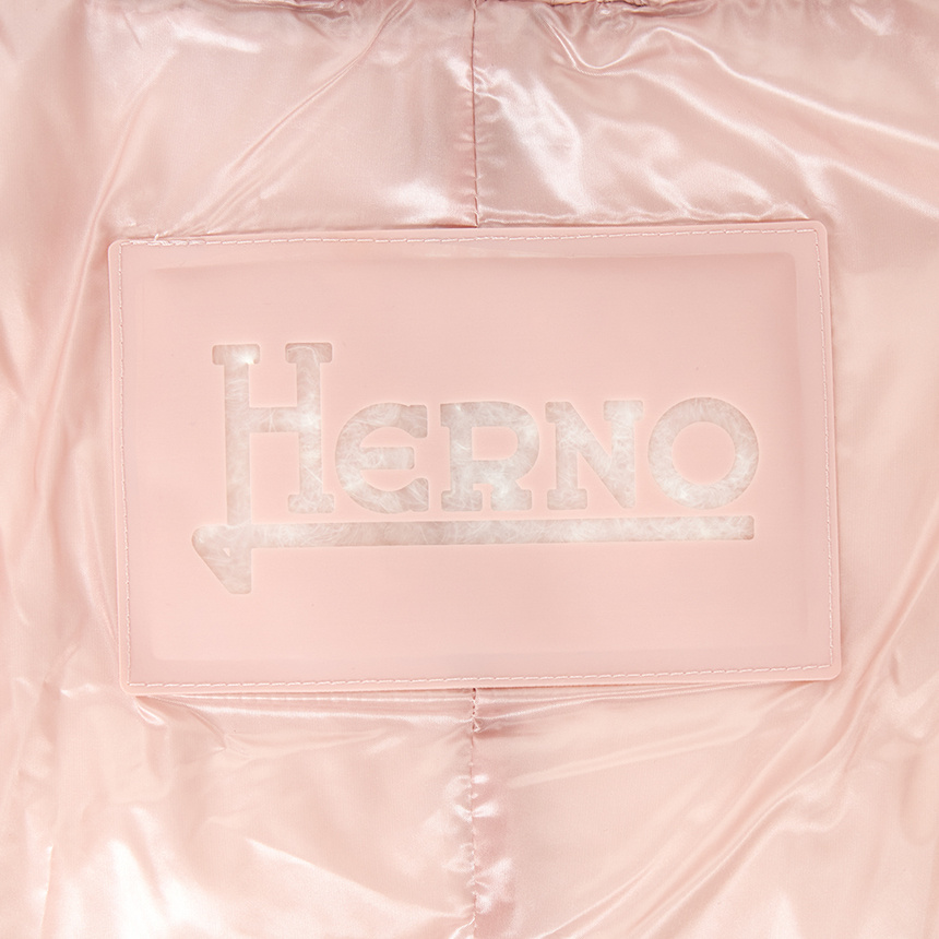Herno V-neck Long-sleeved Down Jacket In Pink