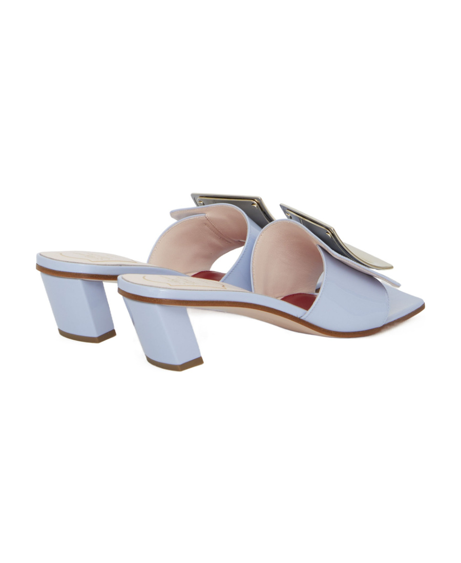 Roger Vivier Love Metal Buckle Muller Heels In White