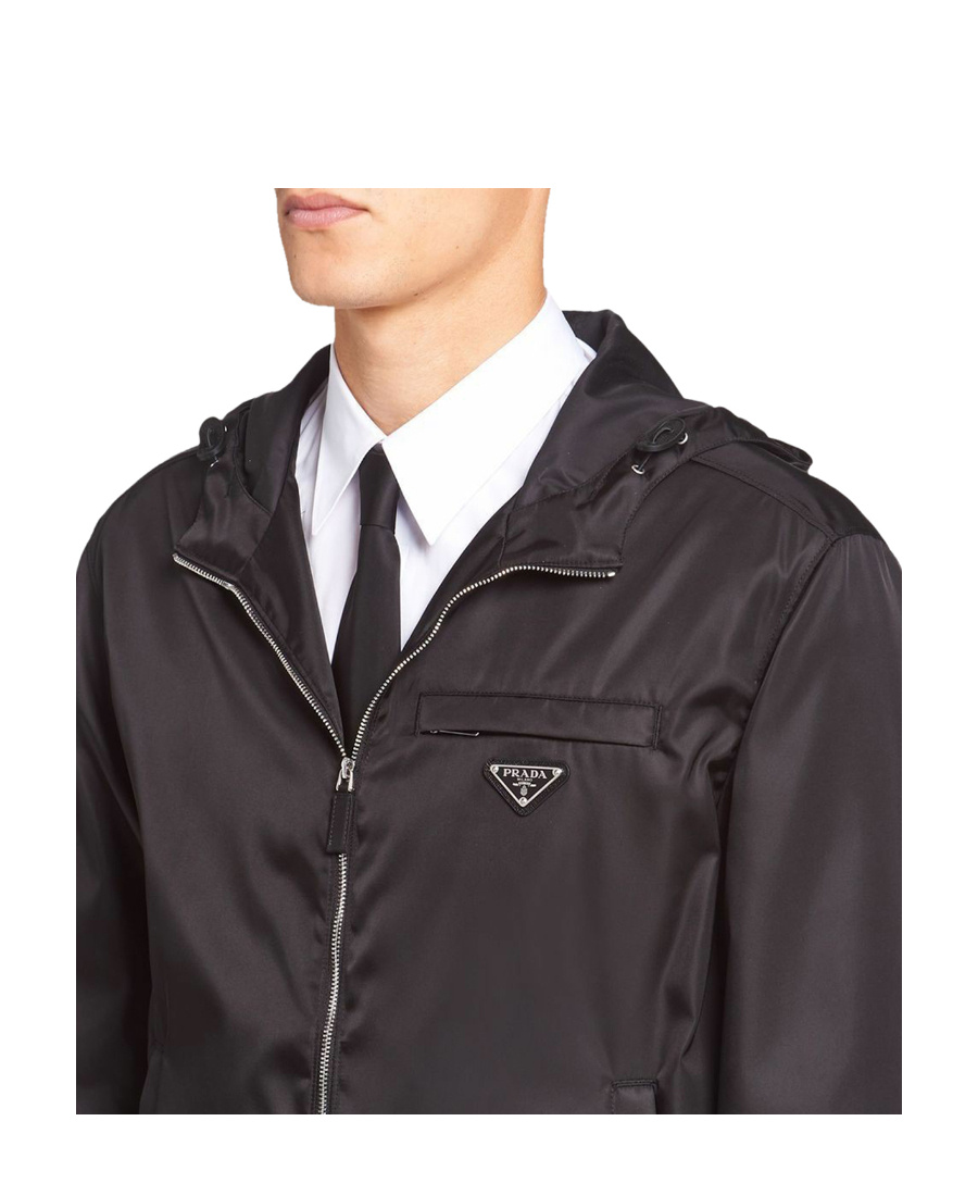 Prada Technical Cotton Blouson Jacket In Black
