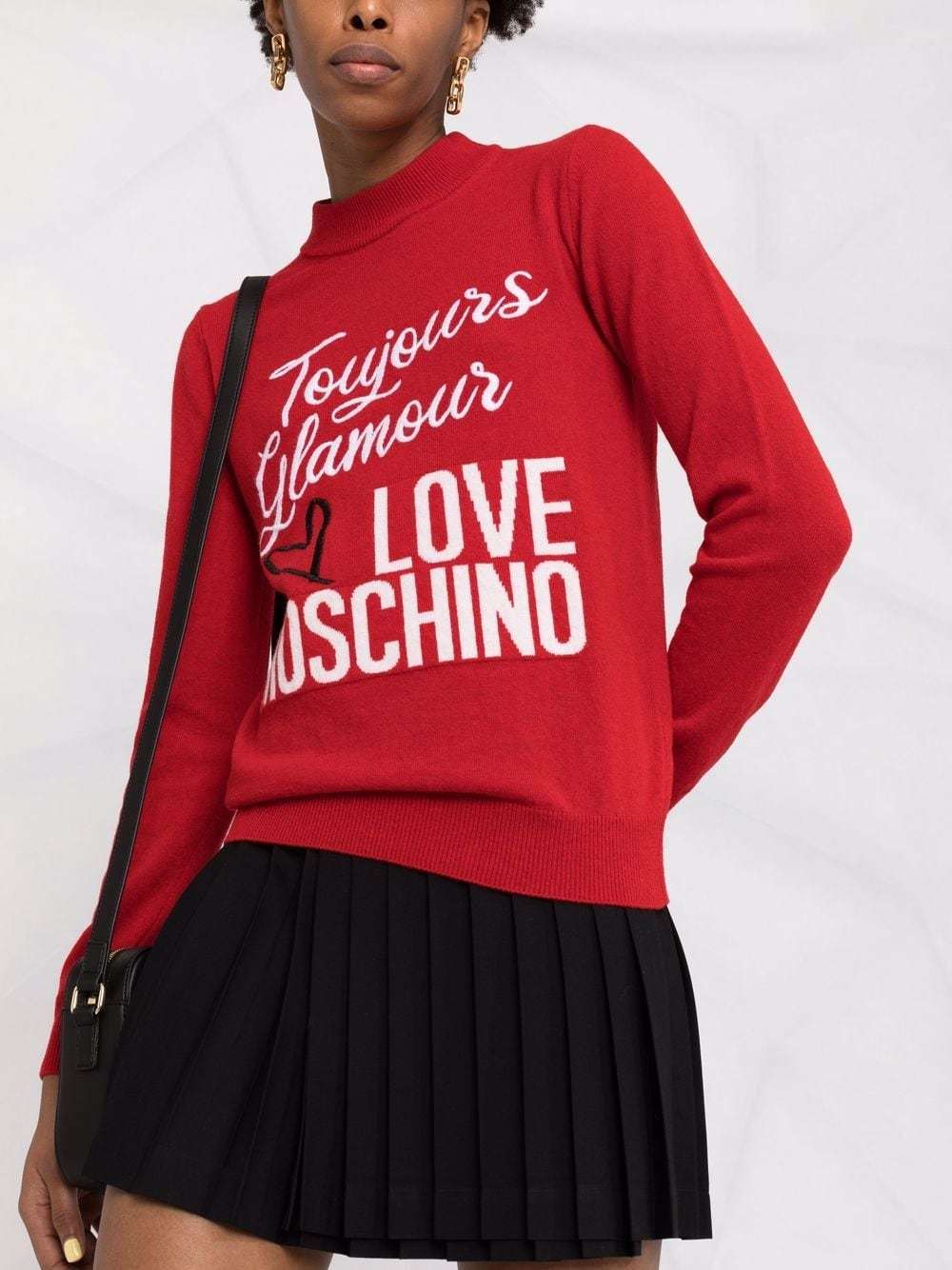 Moschino Logo Knit Jumper In Red