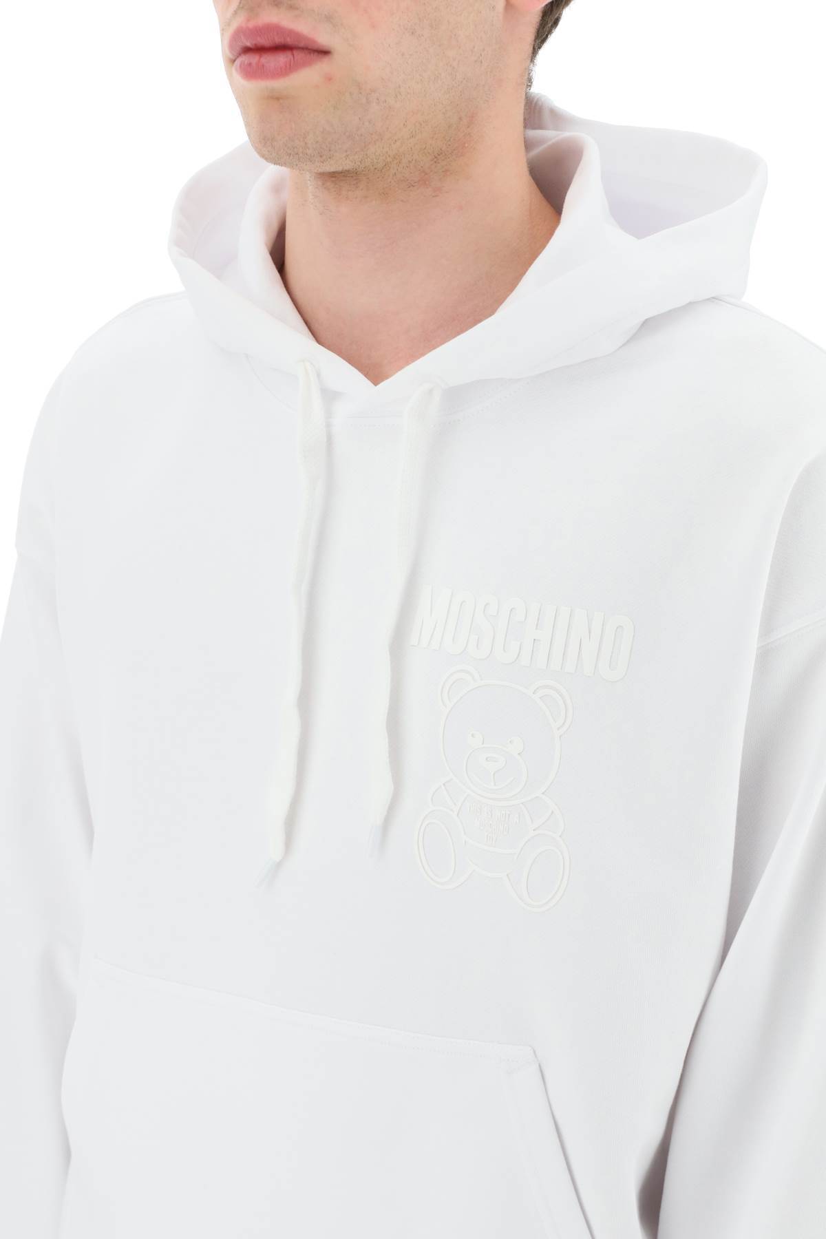 Moschino Teddy Bear Motif Hoodie In White