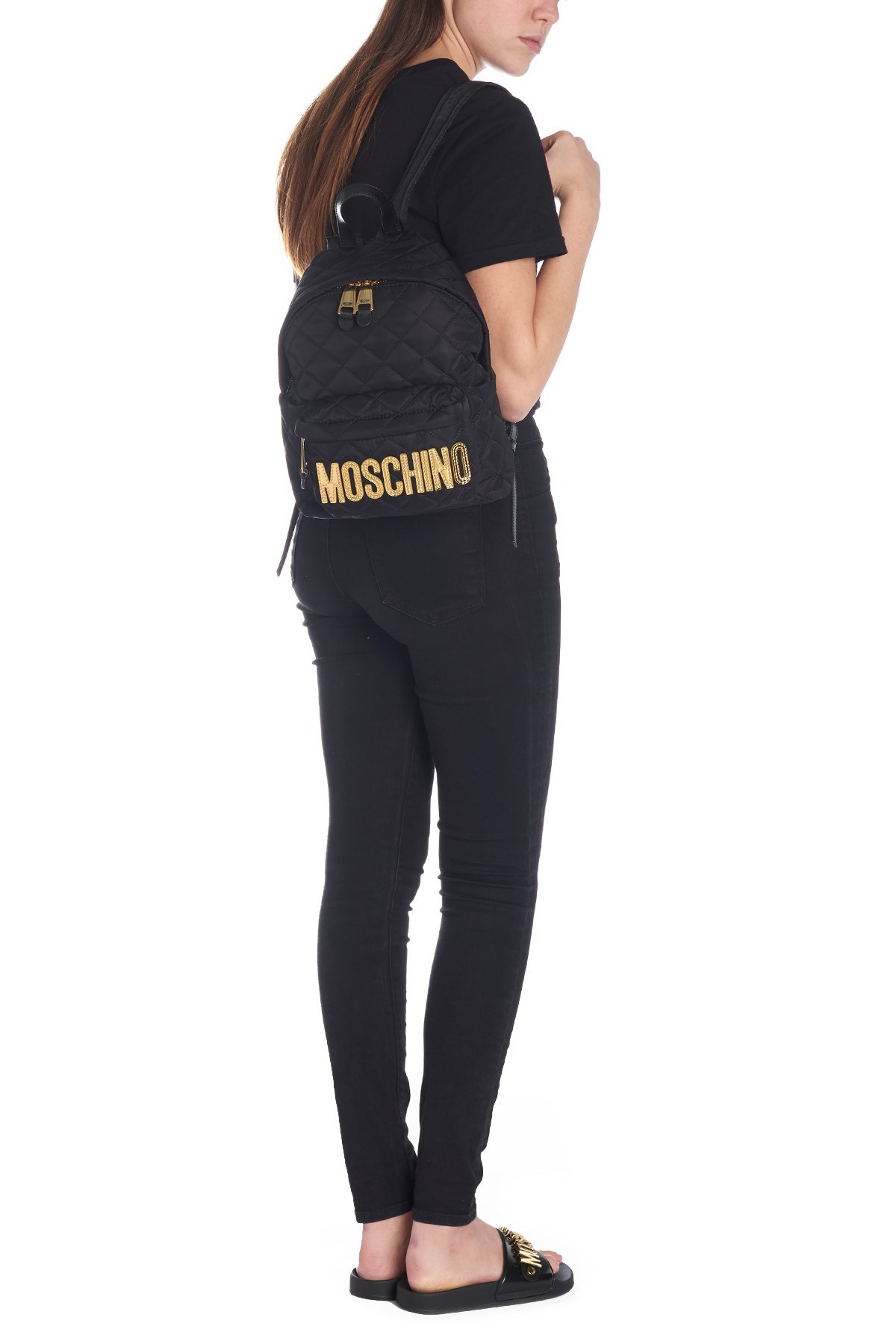 Moschino Medium Logo Backpack In Black