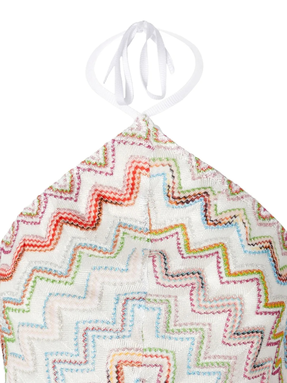 Missoni Multicolor Halter Neck Swimsuit With Zigzag Pattern In Nude
